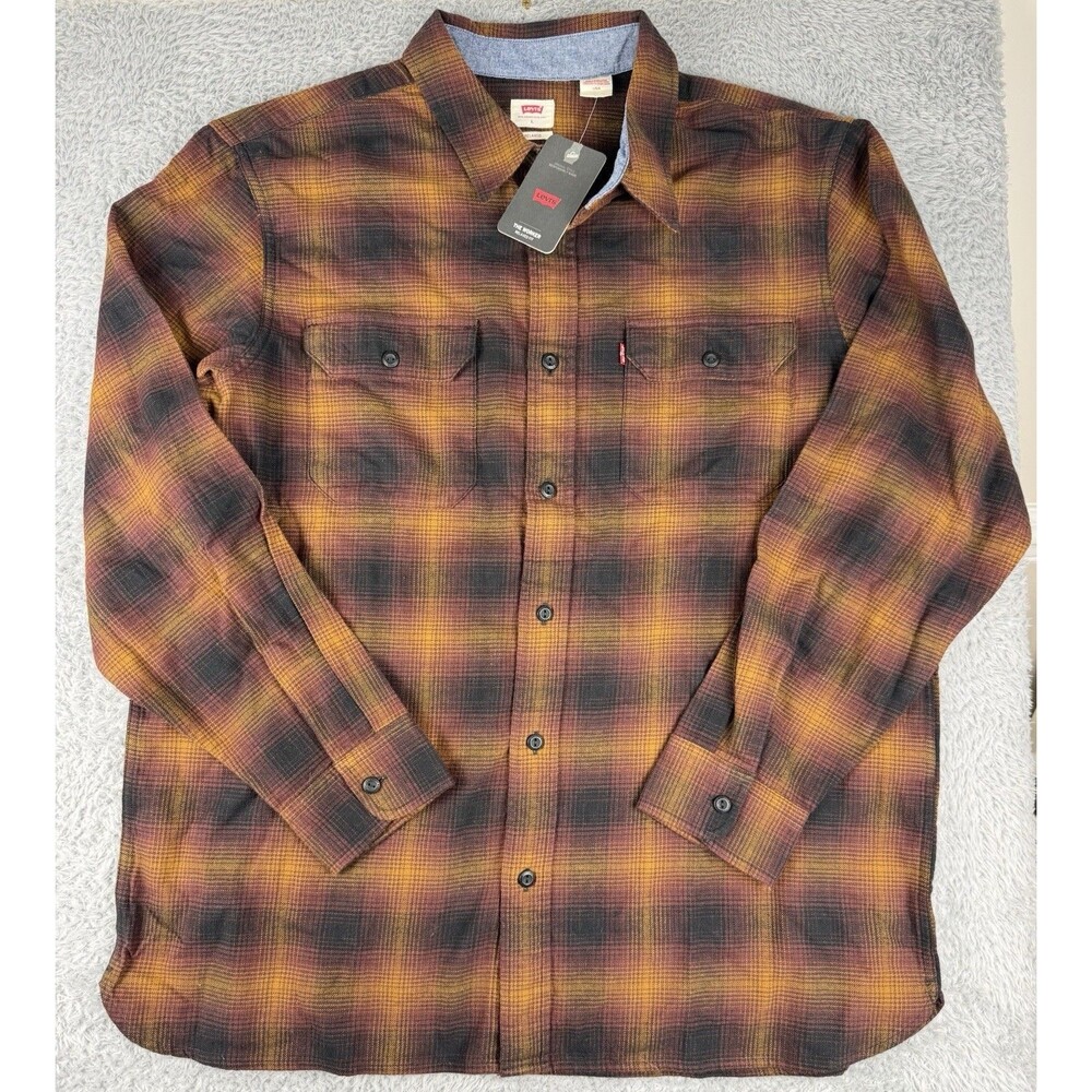 Levi’s Classic Worker Shirt Scottie Plaid Meteorite Mens L Relaxed Fit
